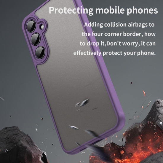 For Samsung Galaxy S24+ 5G Fan Dun Series TPU Hybrid PC Frosted Phone Case(Purple)