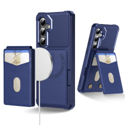 For Samsung Galaxy S24+ 5G 2-in-1 Magnetic Wallet MagSafe Leather Back Phone Case(Blue)