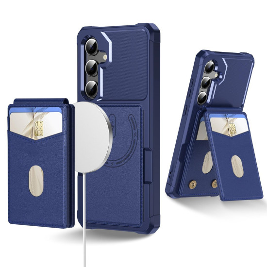 For Samsung Galaxy S24+ 5G 2-in-1 Magnetic Wallet MagSafe Leather Back Phone Case(Blue)