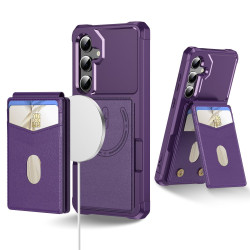 For Samsung Galaxy S24+ 5G 2-in-1 Magnetic Wallet MagSafe Leather Back Phone Case(Purple)