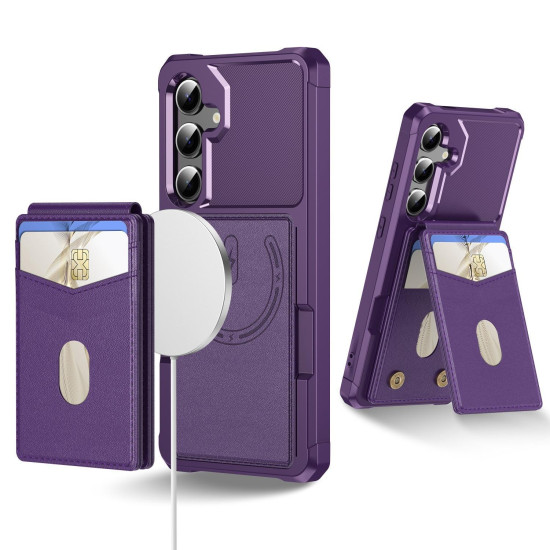 For Samsung Galaxy S24+ 5G 2-in-1 Magnetic Wallet MagSafe Leather Back Phone Case(Purple)