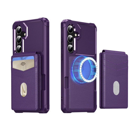 For Samsung Galaxy S24+ 5G 2-in-1 Magnetic Wallet MagSafe Leather Back Phone Case(Purple)