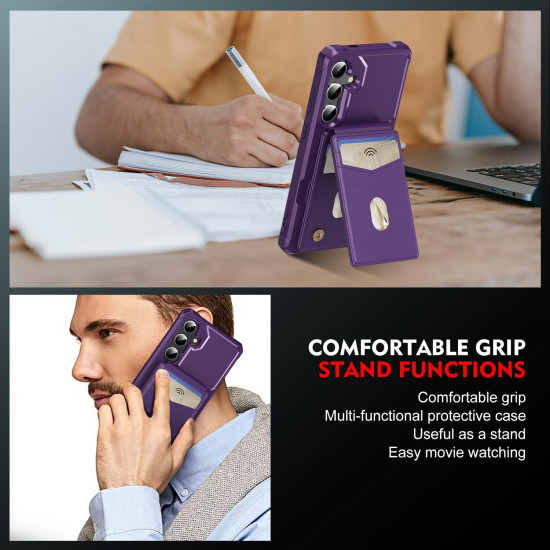 For Samsung Galaxy S24+ 5G 2-in-1 Magnetic Wallet MagSafe Leather Back Phone Case(Purple)