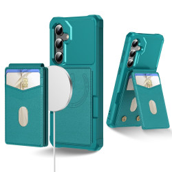 For Samsung Galaxy S24+ 5G 2-in-1 Magnetic Wallet MagSafe Leather Back Phone Case(Green)