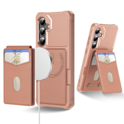 For Samsung Galaxy S24+ 5G 2-in-1 Magnetic Wallet MagSafe Leather Back Phone Case(Pink)