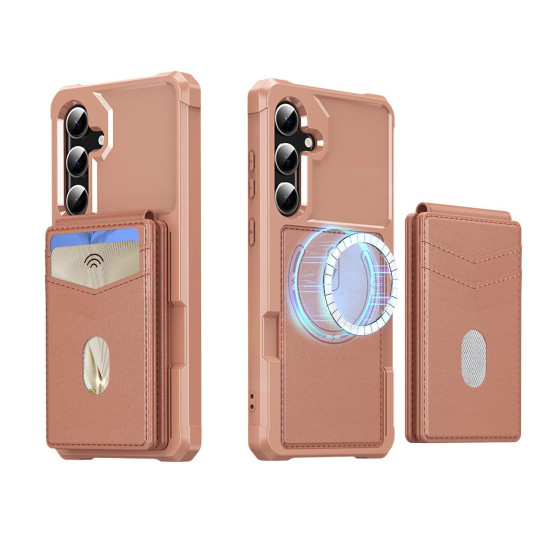 For Samsung Galaxy S24+ 5G 2-in-1 Magnetic Wallet MagSafe Leather Back Phone Case(Pink)
