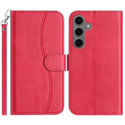 For Samsung Galaxy S24+ 5G Dual-Folded S-shape Leather Phone Case(Rose Red)