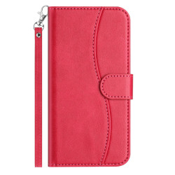 For Samsung Galaxy S24+ 5G Dual-Folded S-shape Leather Phone Case(Rose Red)