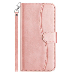 For Samsung Galaxy S24+ 5G Dual-Folded S-shape Leather Phone Case(Rose Gold)