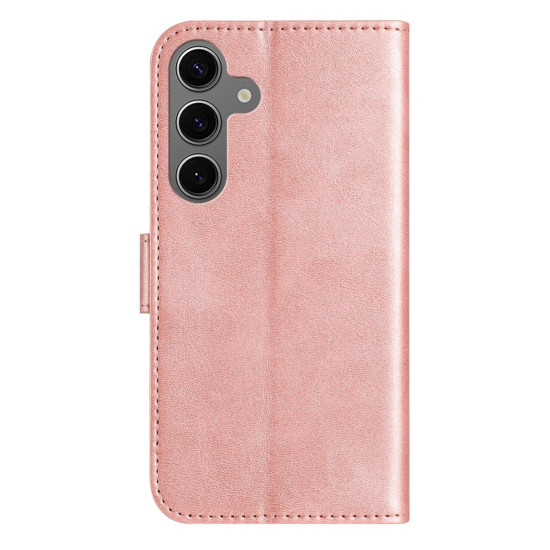 For Samsung Galaxy S24+ 5G Dual-Folded S-shape Leather Phone Case(Rose Gold)