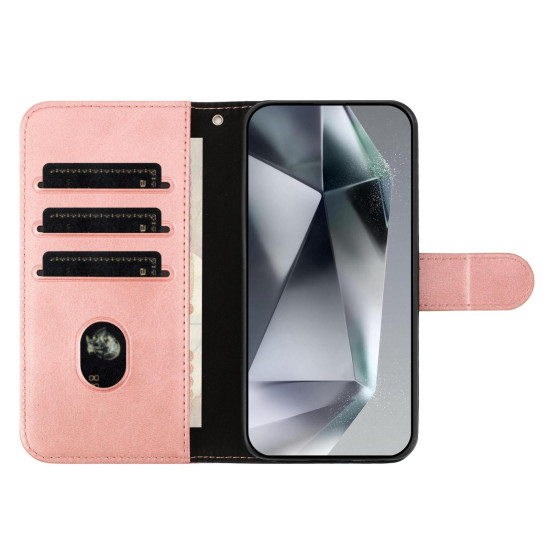 For Samsung Galaxy S24+ 5G Dual-Folded S-shape Leather Phone Case(Rose Gold)