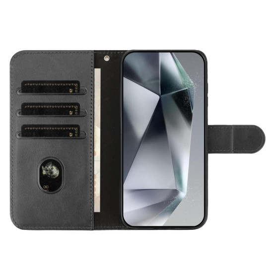 For Samsung Galaxy S24+ 5G Dual-Folded S-shape Leather Phone Case(Black)