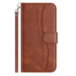 For Samsung Galaxy S24+ 5G Dual-Folded S-shape Leather Phone Case(Coffee)