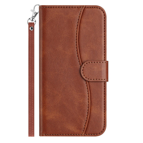 For Samsung Galaxy S24+ 5G Dual-Folded S-shape Leather Phone Case(Coffee)