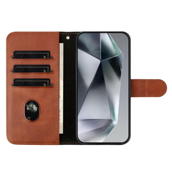 For Samsung Galaxy S24+ 5G Dual-Folded S-shape Leather Phone Case(Coffee)