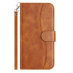 For Samsung Galaxy S24+ 5G Dual-Folded S-shape Leather Phone Case(Brown)