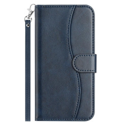 For Samsung Galaxy S24+ 5G Dual-Folded S-shape Leather Phone Case(Navy Blue)