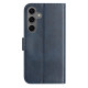 For Samsung Galaxy S24+ 5G Dual-Folded S-shape Leather Phone Case(Navy Blue)