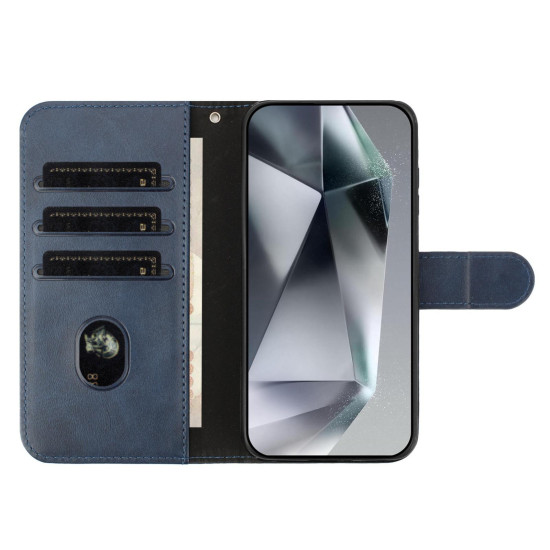 For Samsung Galaxy S24+ 5G Dual-Folded S-shape Leather Phone Case(Navy Blue)