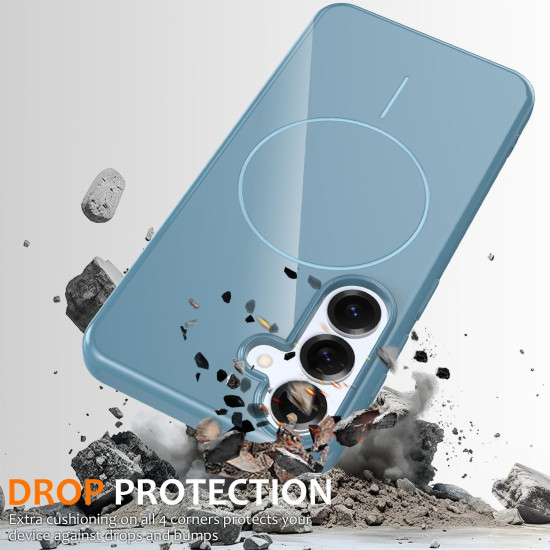 For Samsung Galaxy S24+ 5G Glossy TPU Shockproof MagSafe Phone Case with Lanyard(Blue)