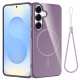 For Samsung Galaxy S24+ 5G Glossy TPU Shockproof MagSafe Phone Case with Lanyard(Purple)