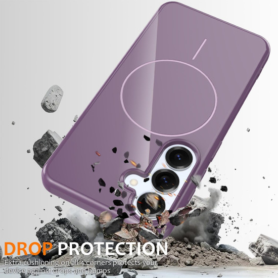 For Samsung Galaxy S24+ 5G Glossy TPU Shockproof MagSafe Phone Case with Lanyard(Purple)