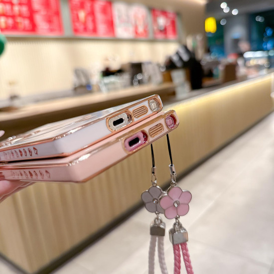 For Samsung Galaxy S24+ 5G Pupil Side Heart MagSafe Electroplating Phone Case with Lanyard(Far Peak Blue)