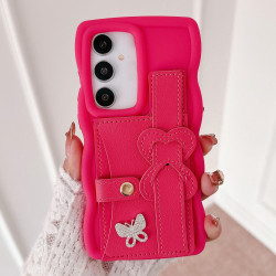 For Samsung Galaxy S24+ 5G Wristband Leather Love Holder Card Bag Phone Case(Rose Red)