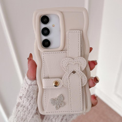 For Samsung Galaxy S24+ 5G Wristband Leather Love Holder Card Bag Phone Case(White)