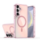 For Samsung Galaxy S24+ 5G Plating Gradient Discolor MagSafe Phone Case with Holder(Pink)
