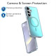 For Samsung Galaxy S24+ 5G Plating Gradient Discolor MagSafe Phone Case with Holder(Blue)