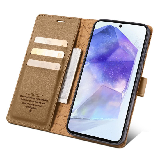 For Samsung Galaxy S24+ 5G Forwenw F6 Series RFID Leather Phone Case(Brown)