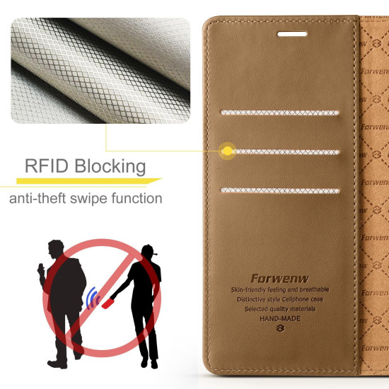 For Samsung Galaxy S24+ 5G Forwenw F6 Series RFID Leather Phone Case(Brown)
