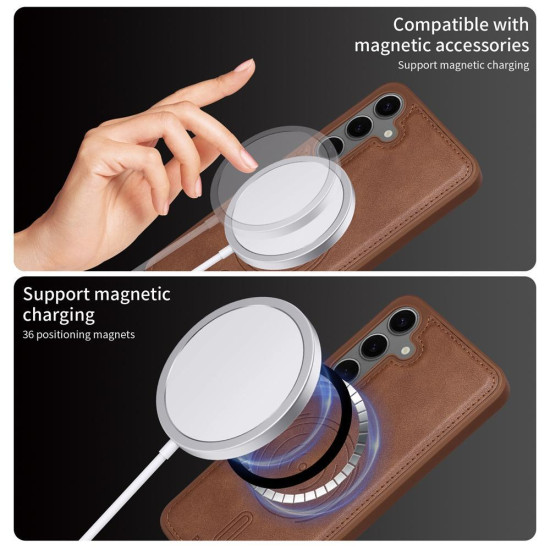 For Samsung Galaxy S24+ 5G BETOPNICE Horizontal Flip Detachable MagSafe Wallet Phone Case(Brown)
