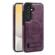 For Samsung Galaxy S24+ 5G Multi-function Holder MagSafe PU Phone Case(Deep Purple)