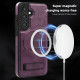 For Samsung Galaxy S24+ 5G Multi-function Holder MagSafe PU Phone Case(Deep Purple)