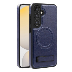 For Samsung Galaxy S24+ 5G Multi-function Holder MagSafe PU Phone Case(Royal Blue)