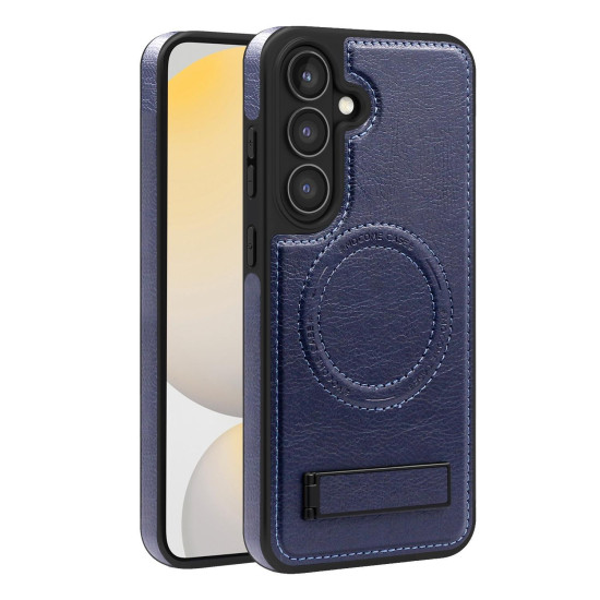 For Samsung Galaxy S24+ 5G Multi-function Holder MagSafe PU Phone Case(Royal Blue)