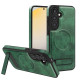 For Samsung Galaxy S24+ 5G Multi-function Holder MagSafe PU Phone Case(Green)