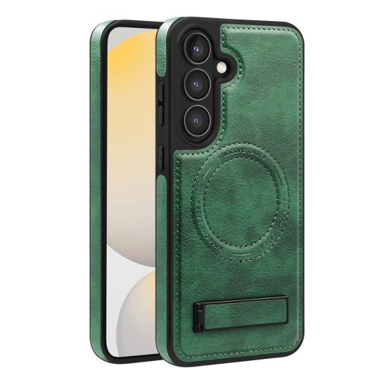 For Samsung Galaxy S24+ 5G Multi-function Holder MagSafe PU Phone Case(Green)