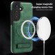 For Samsung Galaxy S24+ 5G Multi-function Holder MagSafe PU Phone Case(Green)