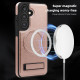 For Samsung Galaxy S24+ 5G Multi-function Holder MagSafe PU Phone Case(Rose Gold)