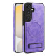 For Samsung Galaxy S24+ 5G Multi-function Holder MagSafe PU Phone Case(Light Purple)