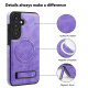 For Samsung Galaxy S24+ 5G Multi-function Holder MagSafe PU Phone Case(Light Purple)