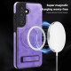 For Samsung Galaxy S24+ 5G Multi-function Holder MagSafe PU Phone Case(Light Purple)