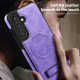 For Samsung Galaxy S24+ 5G Multi-function Holder MagSafe PU Phone Case(Light Purple)
