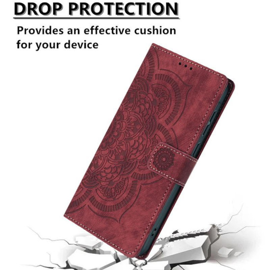 For Samsung Galaxy S24+ 5G Mandala Embossed Retro Frosted Leather Phone Case(Red)