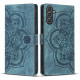For Samsung Galaxy S24+ 5G Mandala Embossed Retro Frosted Leather Phone Case(Blue)