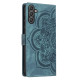 For Samsung Galaxy S24+ 5G Mandala Embossed Retro Frosted Leather Phone Case(Blue)