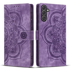 For Samsung Galaxy S24+ 5G Mandala Embossed Retro Frosted Leather Phone Case(Purple)
